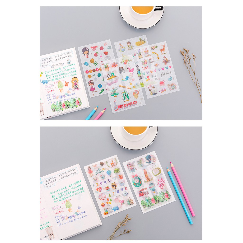 Bộ 6 Tấm Nhãn Dán Sticker Giấy Trang Trí Hello Summer 1-9