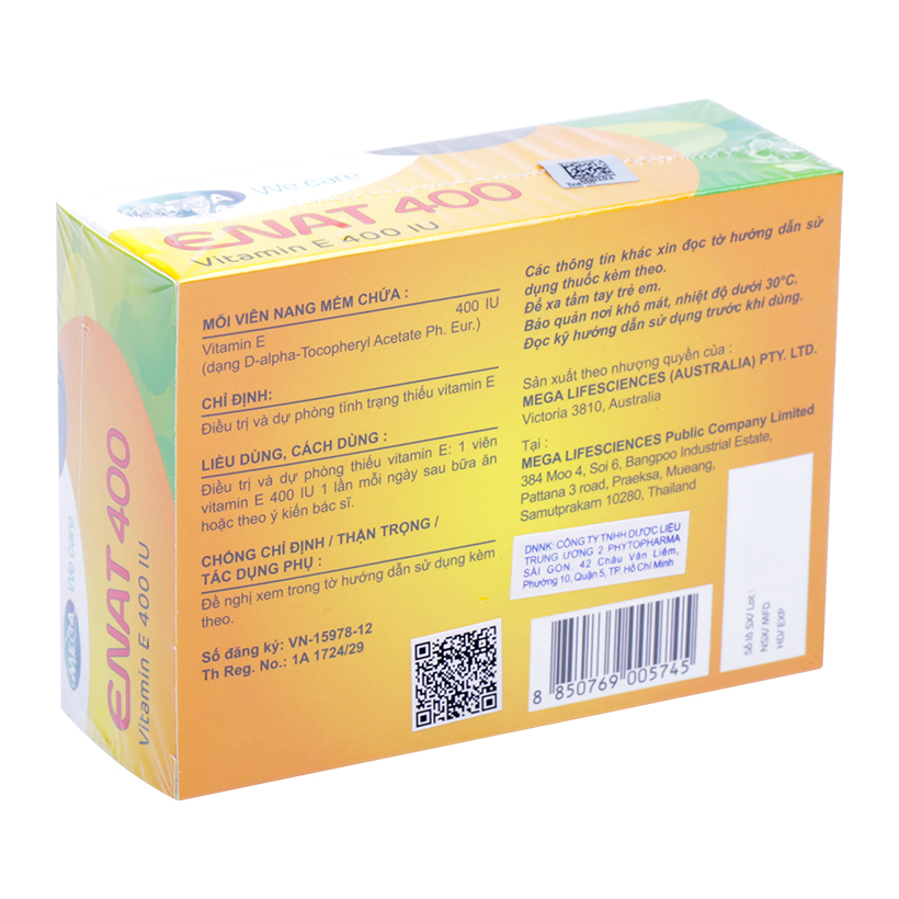 Viên bổ sung vitamin E Enat 400IU (Hộp 3 vỉ x 10 viên)