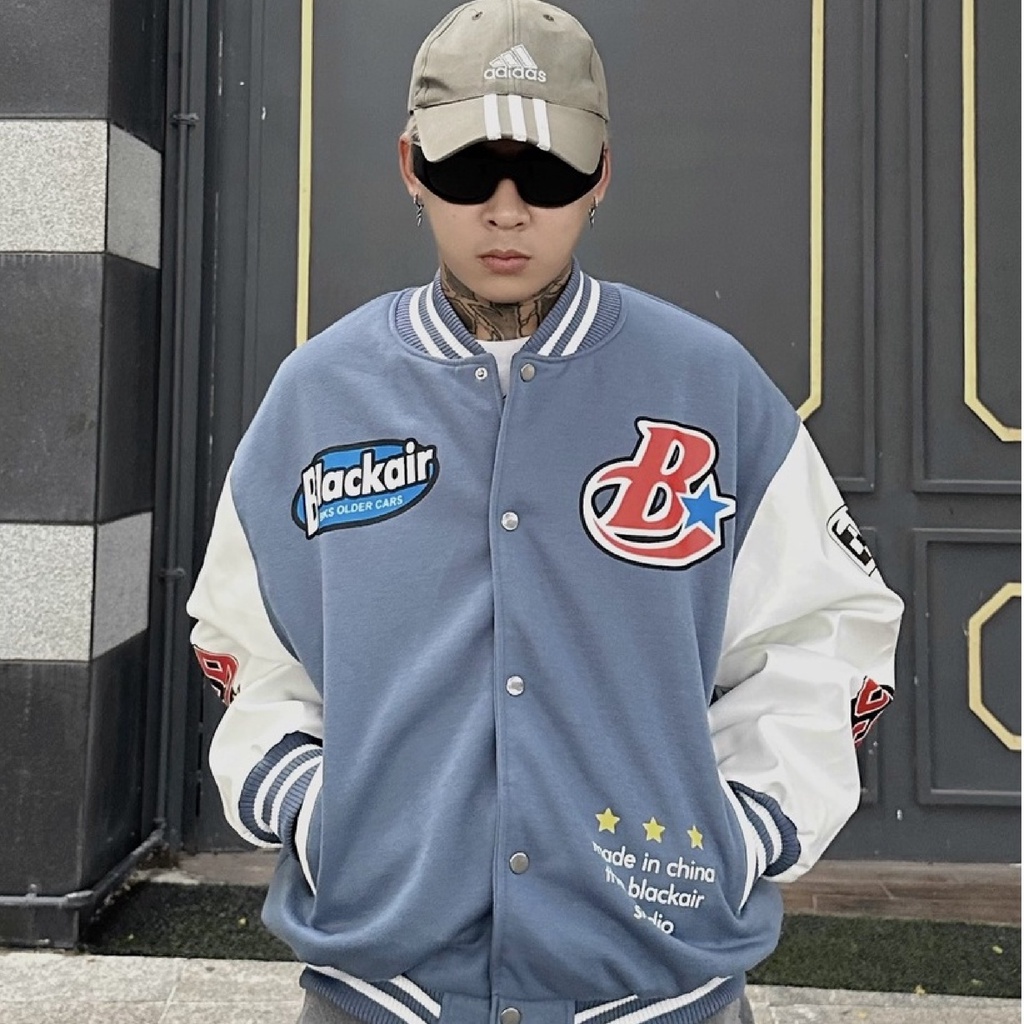 Varsity jacket Black made extreme nam nữ 2 lớp , áo khoác bóng chày form rộng unisex , bomber tay da pu - Gin Store