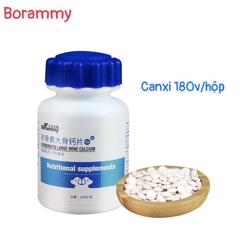 Vitamin cho chó mèo Borammy bổ sung Canxi, Nguyên tố vi lượng, Men tiêu hoá, Giải độc hộp 180v - vitamin cho chó mèo