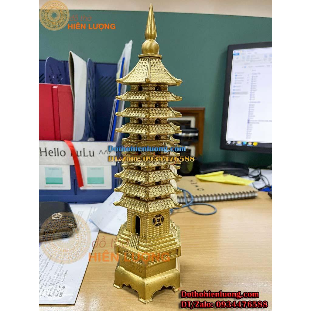 Tháp Văn Xương 9 Tầng Loại Đẹp Đúc Nguyên Khối Bằng Đồng Cao 30cm