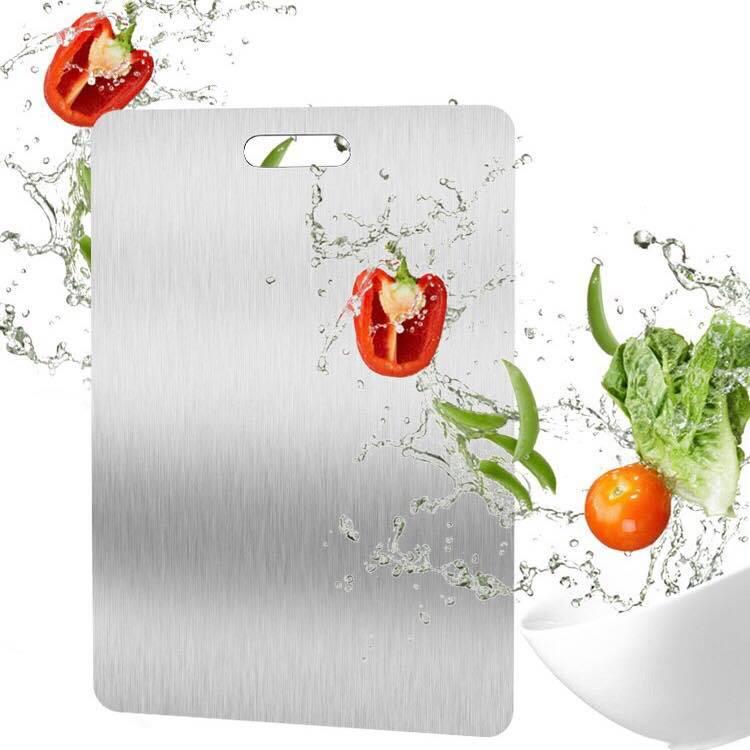 Thớt Inox 304 Hình Chữ Nhật Kháng Khuẩn - Giã Đông - Chống Rỉ Sét 34.5X24 - Dày 0.3Cm - CH Hương Thị Miễn Phí Vận Chuyển