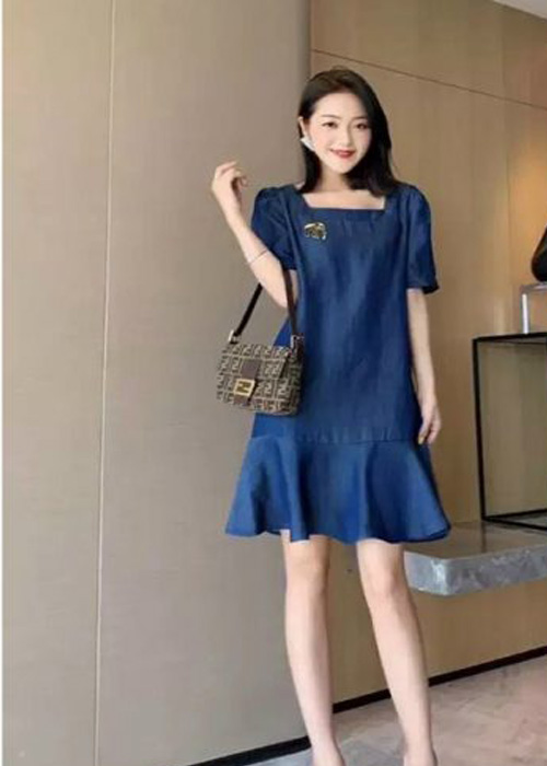 Đầm Jeans Cổ U Thời Thượng D789