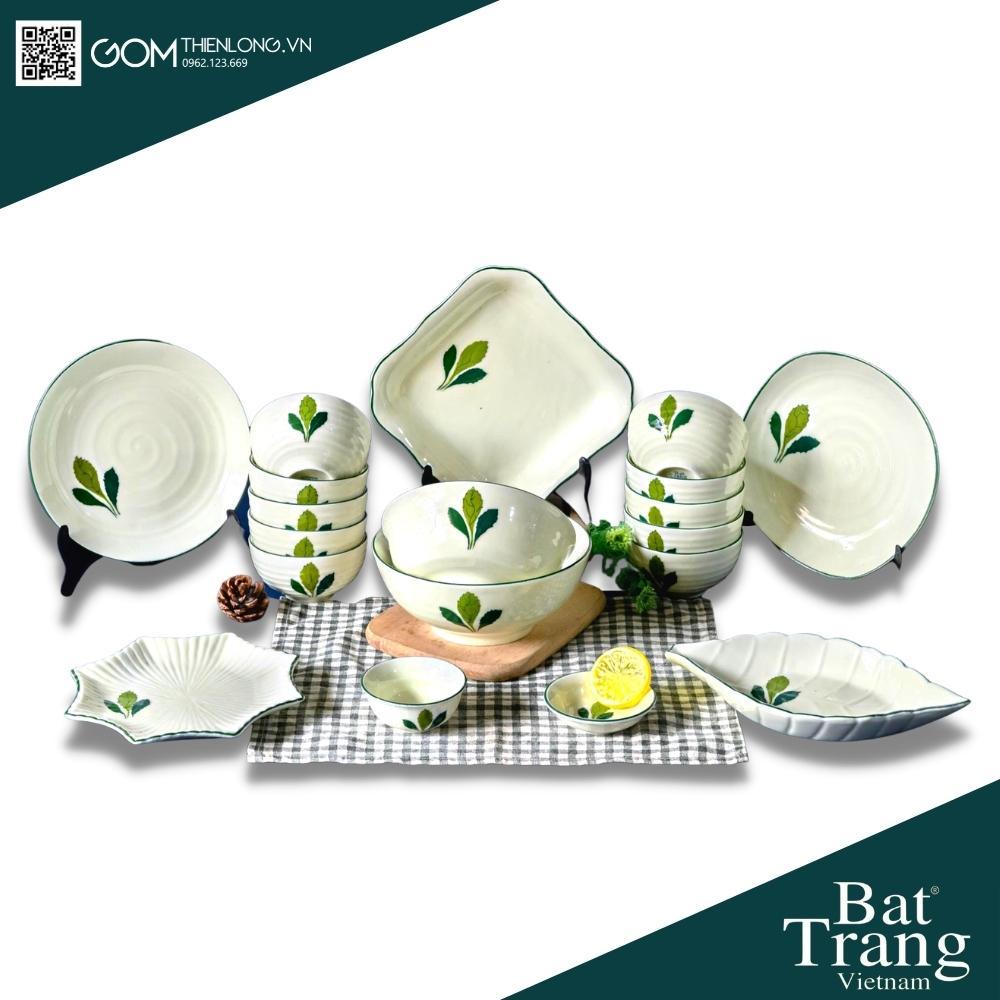 Bộ Bát Đĩa Cao Cấp Lá Ngò Gai - Bộ Bát Đĩa Sứ Bát Tràng Loại 1 - Gốm Thiên Long