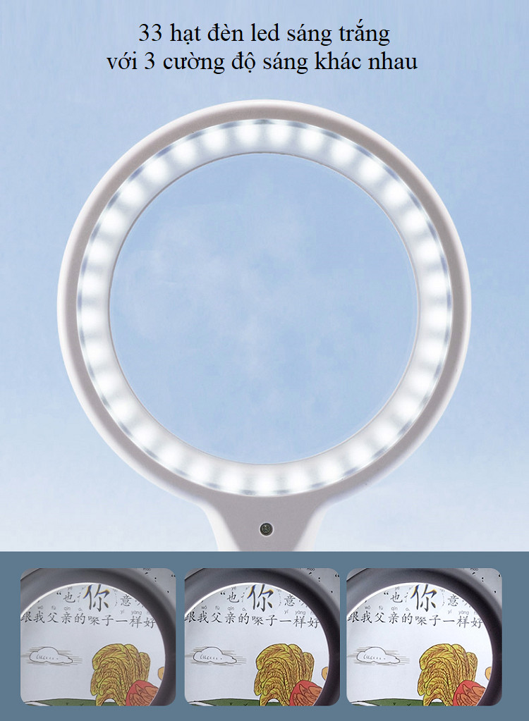 Kính lúp cao cấp cầm tay 5x - 10X đọc tài liệu, xem bản đồ, báo M301