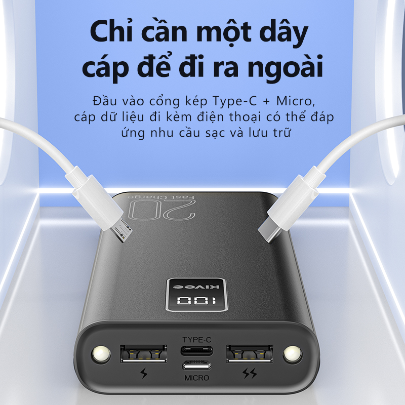 Sạc dự phòng 20000mAh BASIKE 10W Với đèn Pin Cho iP Huawei Samsung OPPO - Hàng chính hãng