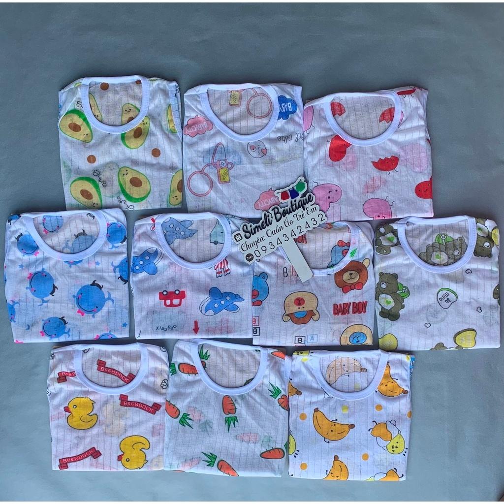 [Ảnh thật] Bộ Cotton Giấy Ba Lỗ Cho Bé Trai, Bé Gái 6-13kg (QATE035