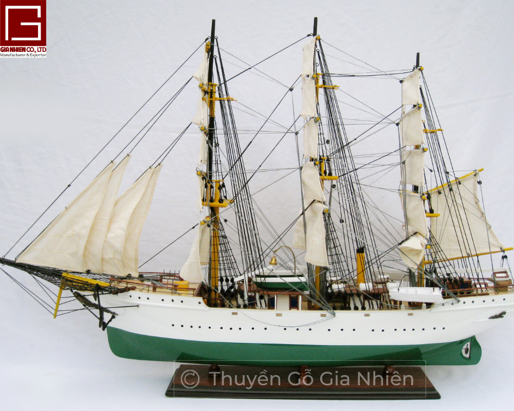 Mô Hình Thuyền Gỗ Phong Thủy Dạng Thuyền Cổ DANMARK Chính Hãng Hàng Xuất Khẩu Chất Lượng Cao