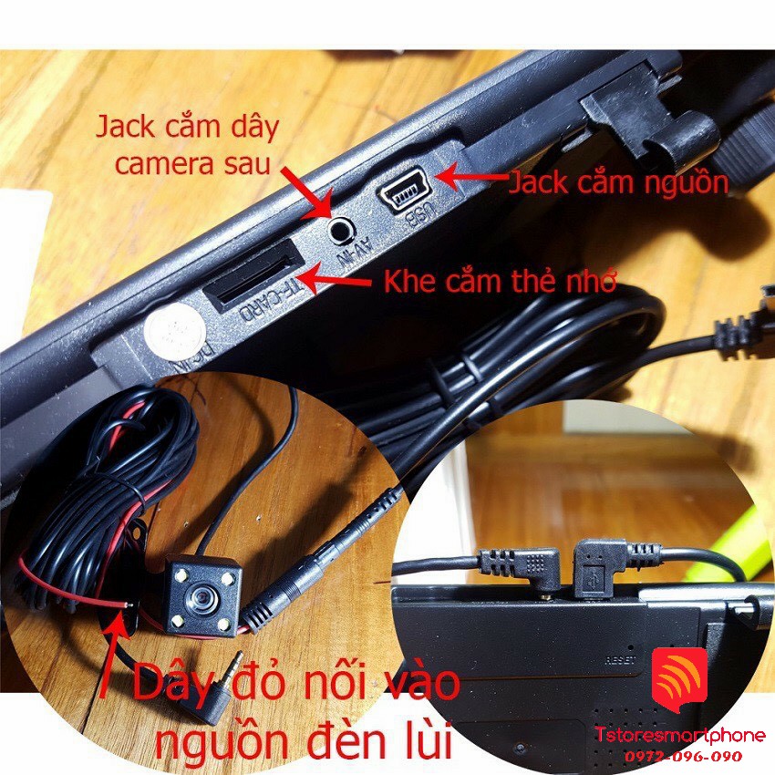 Camera hành trình gương chiếu hậu Full HD 1080 ghi hình trước sau tích hợp G-Gensor camera lùi tặng kèm camera lùi