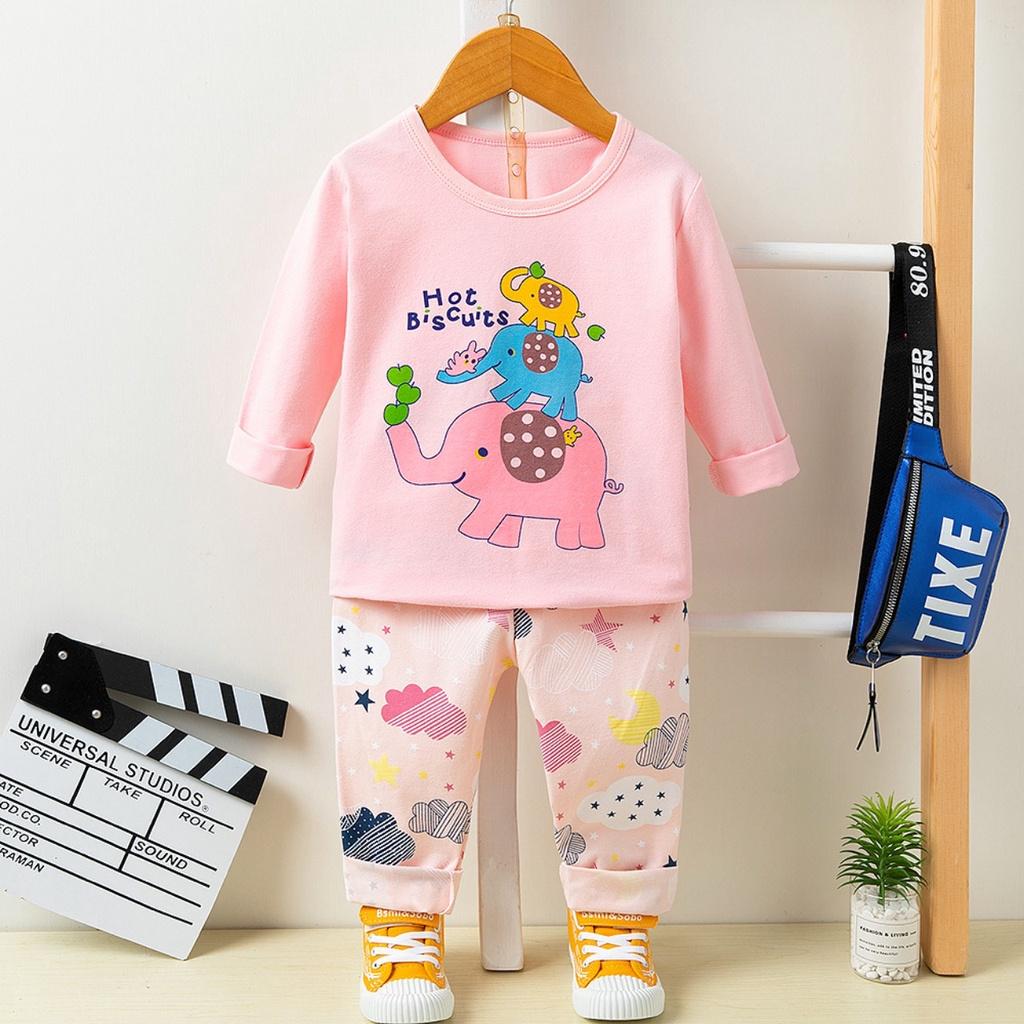 Bộ cotton dài tay cho bé trai, bé gái PIKA KIDS Bộ xuất hàn Bộ quần áo thu đông mặc ở nhà cho bé từ 10-16kg