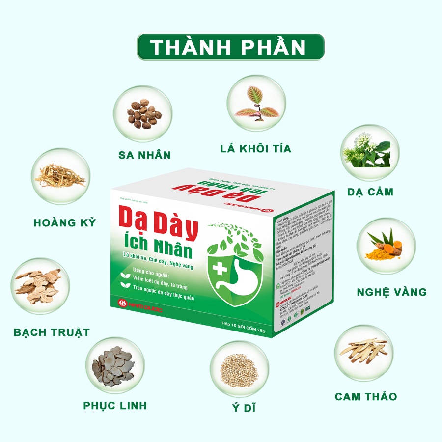 Dạ Dày Ích Nhân, hỗ trợ giảm các triệu chứng viêm loét dạ dày, trào ngược dạ dày