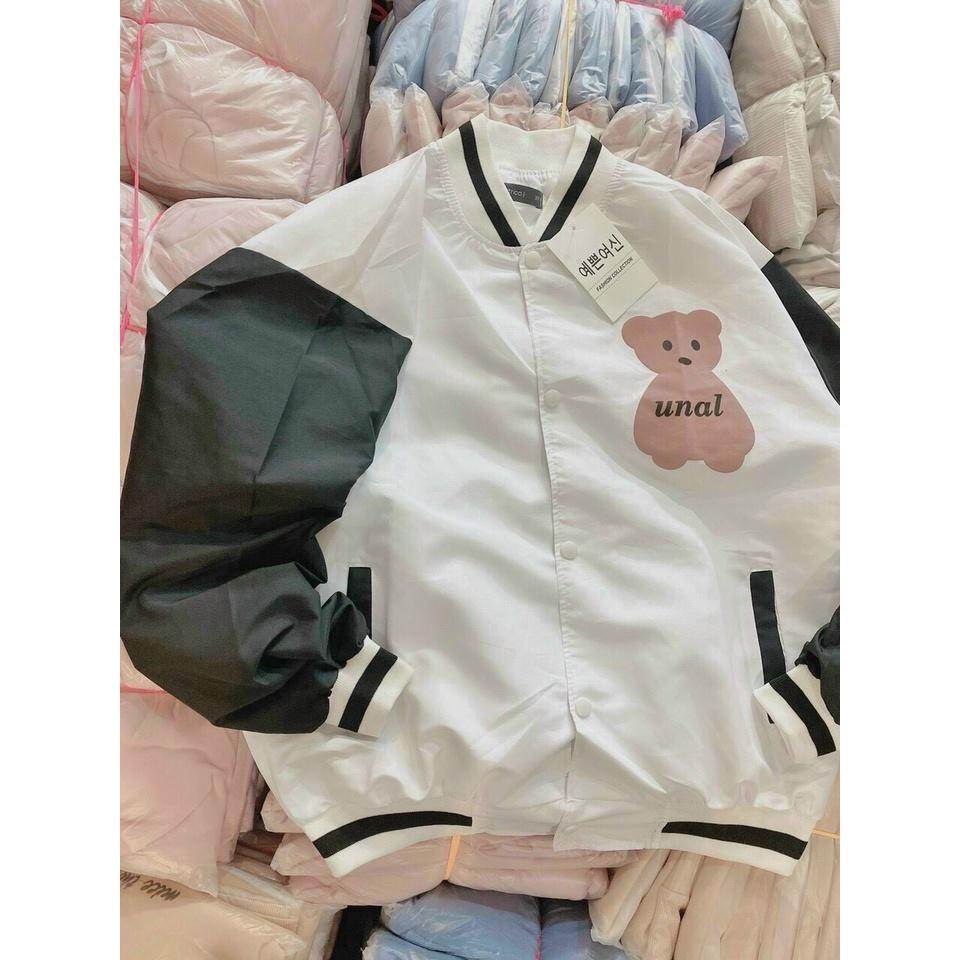 Áo Khoác Dù Bomber Chất Mero Thêu Gấu Dễ Thương, dù 2 lớp mềm mịn chống nắng đi mưa tiện lợi, màu sắc hài hòa