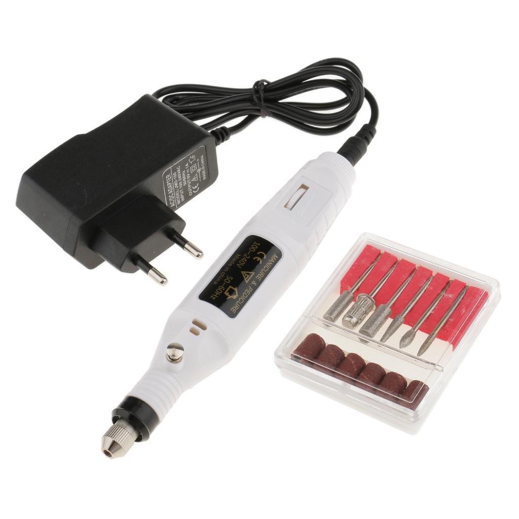 Mini Electric Nail Drill Art Manicure File Polish Buffing Pedicure Tool Set EU Plug
