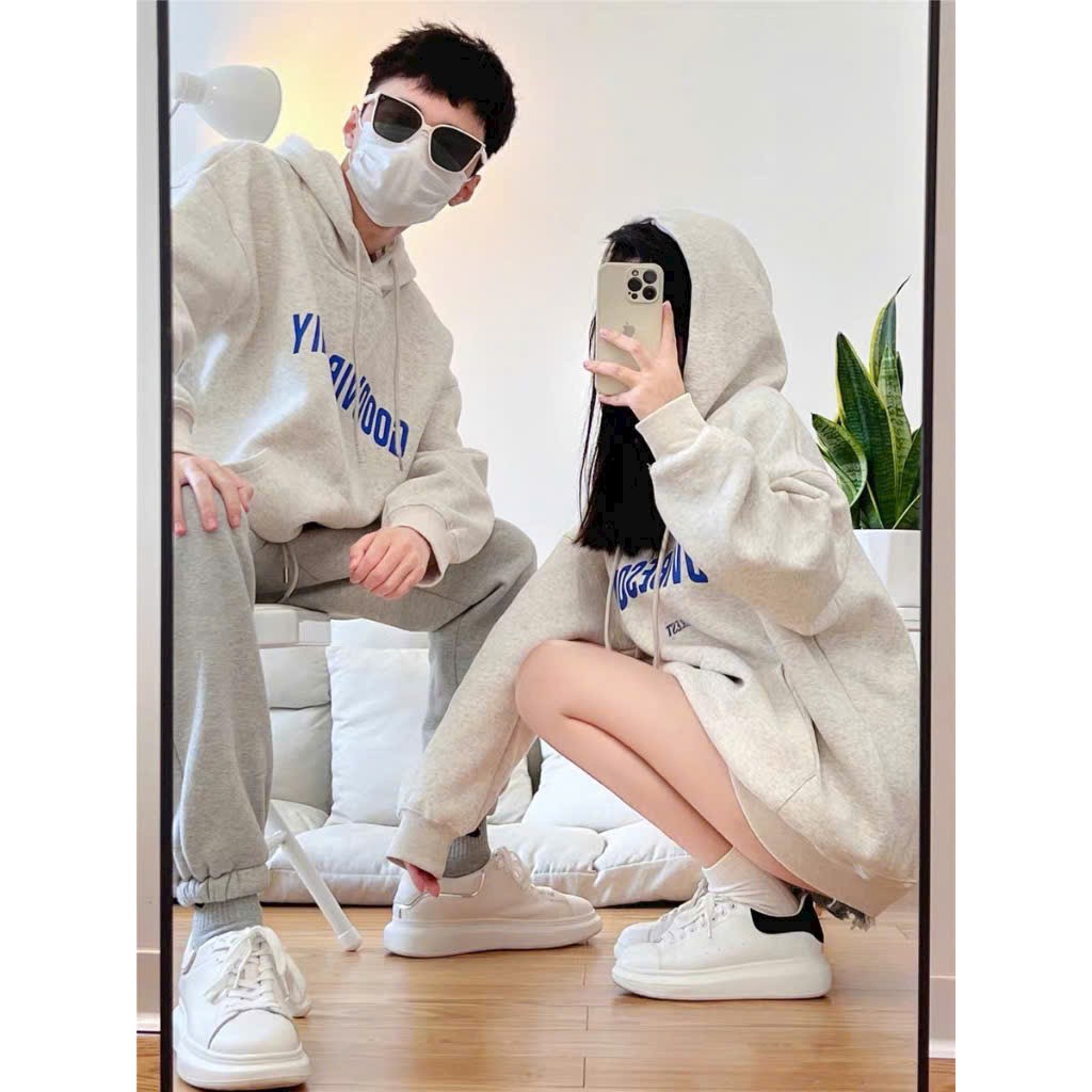 Áo hoodie nỉ bông có mũ form rộng dành cho cặp đôi unisex nam nữ mặc đôi dày dặn, Áo Hoodie Nỉ Bông In Chữ VIBE Form Rộng Nam Nữ Unisex Dáng Oversize GOLORY