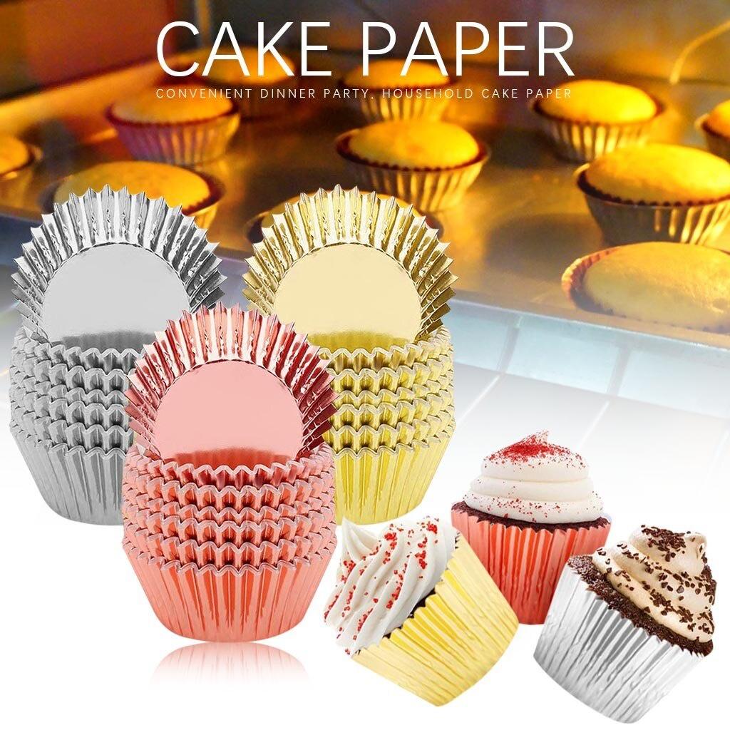 100PCs Baking Utensils Thickened Aluminum Heat-Resistant Cake Paper Cup Mould cupcake and muffin cupcake