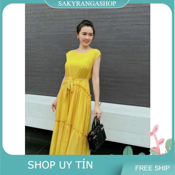 ĐẦM MAXI VOAN ÁNH TƠ EO THẮT DÂY