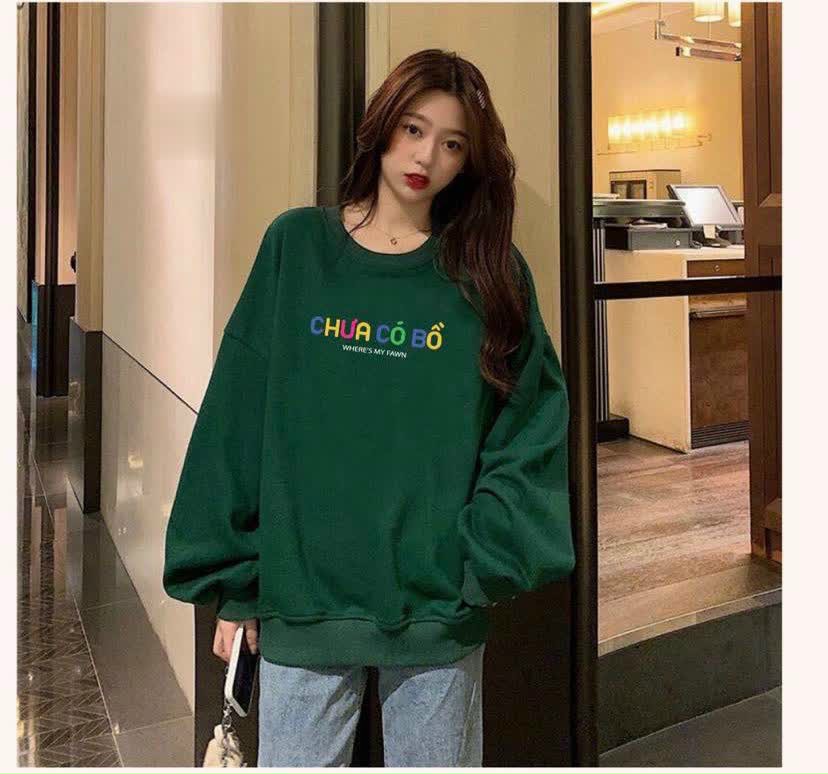 Aó Sweater Thun Tay Dài Chữ Đã - Chưa Có Bồ Nam Nữ Cặp Đôi - FREESHIP - Hoodie Thun Ni Len Form Rộng Unisex hàn Quốc