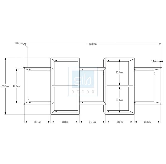 Kệ Gỗ Treo Tường 7 Ngăn Juno Sofa CTKT518 KT 160x15x65cm