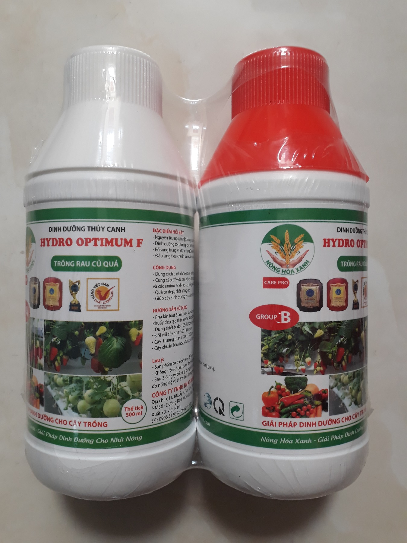 Combo 2 chai Phân bón dinh dưỡng thủy canh HYDRO OPTIMUM F chuyên dùng cho rau củ quả Chai 500ml