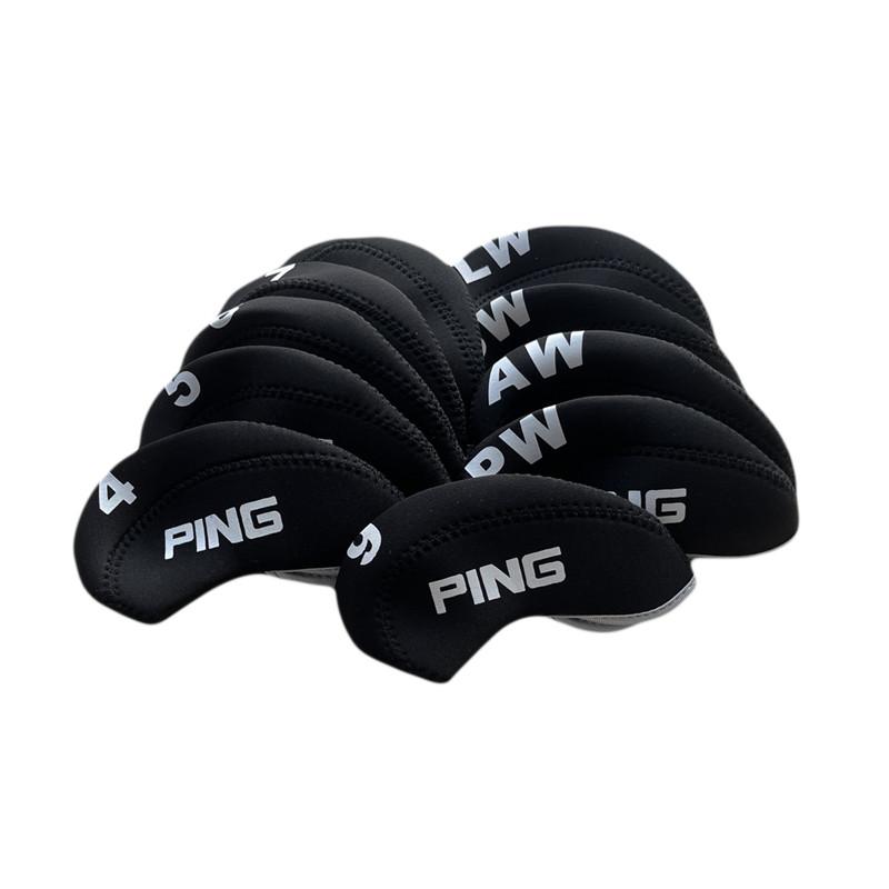 Golf Iron Headcover Irons Đặt nắp đầu 10 %/bộ in Color: Black