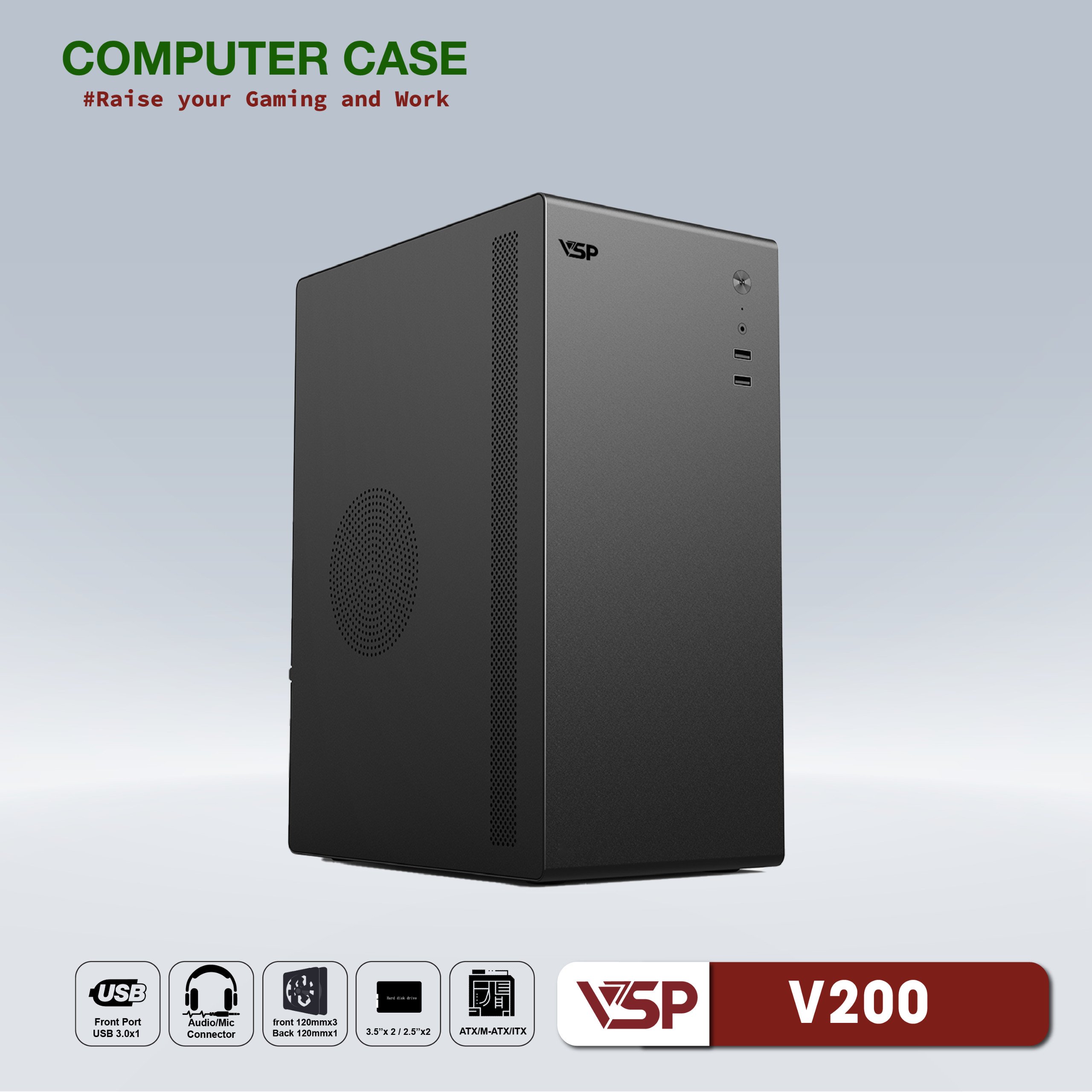 VỎ CASE MÁY TÍNH VSP V200  - HN - HÀNG CHÍNH HÃNG