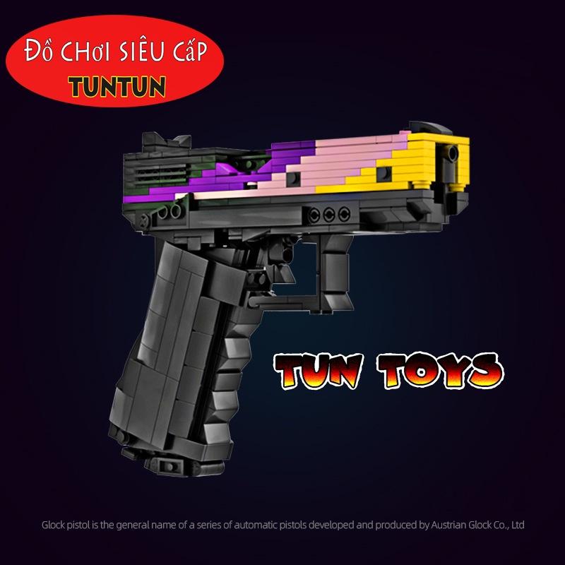 Đồ Chơi Lắp Ráp Trí Tuệ, Súng Mô Hình Lục G17 Black Purple CSGO Kevin183, 400+ Mảnh Ghép