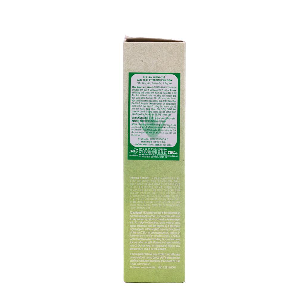 Sữa Dưỡng Thể Dưỡng Ẩm Trắng Da Hàn Quốc DABO Aloe Emulsion (150ml) – Hàng Chính Hãng