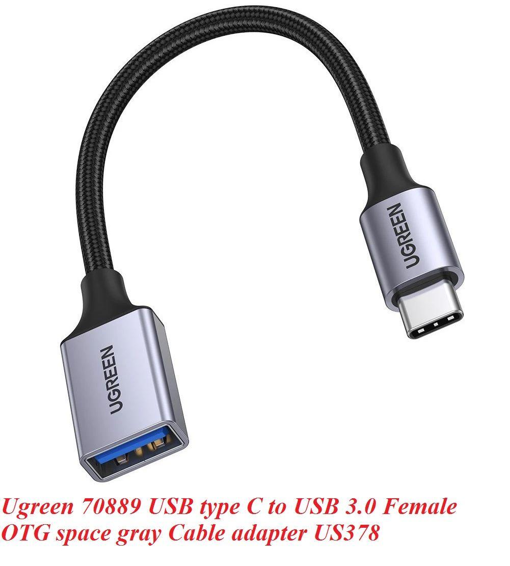 Ugreen UG70889US378TK 10cm bộ chuyển USB type C ra USB 3.0 OTG màu xám - HÀNG CHÍNH HÃNG