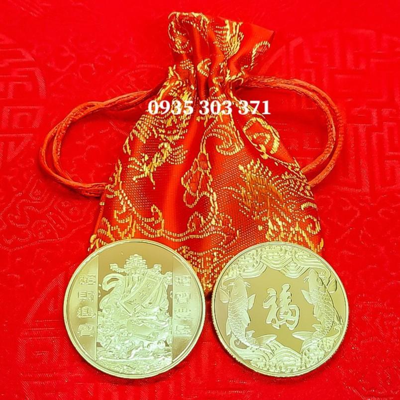 Đồng Xu Thần Tài Vàng Hong Kong Quà Phong Thủy 2022