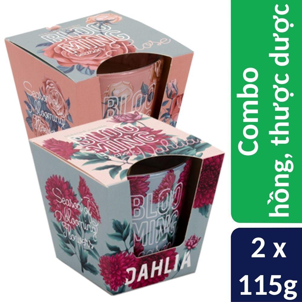 Combo 2 ly nến thơm Bartek nhập khẩu Châu Âu Blooming Season 115g - hồng, thược dược