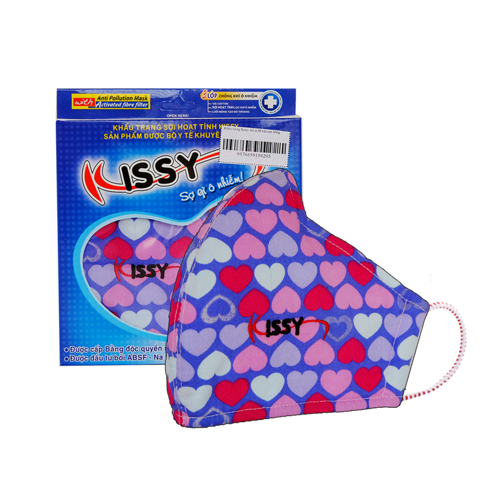 Khẩu trang Kissy nữ sz M trái tim hồng 