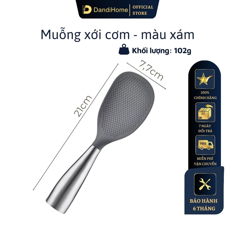 Muỗng xới cơm chống dính tay cầm inox 304 DandiHome