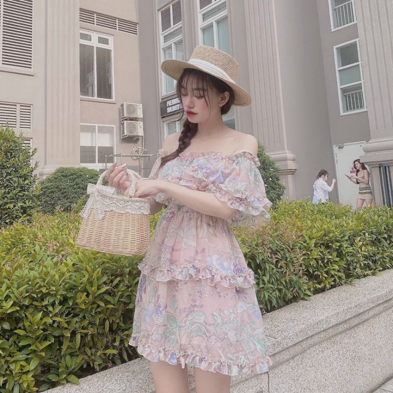 Đầm hoa bẹt vai