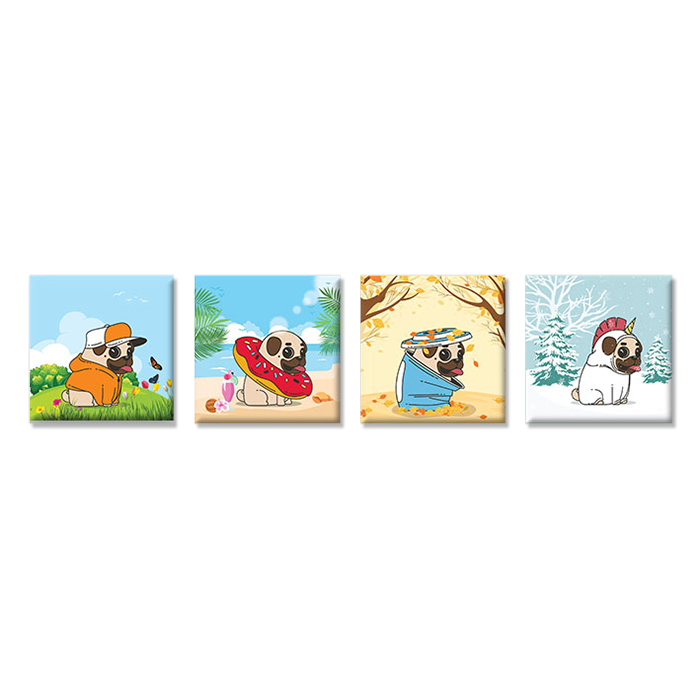 Tranh Canvas "4 Mùa Của Pug" - W131