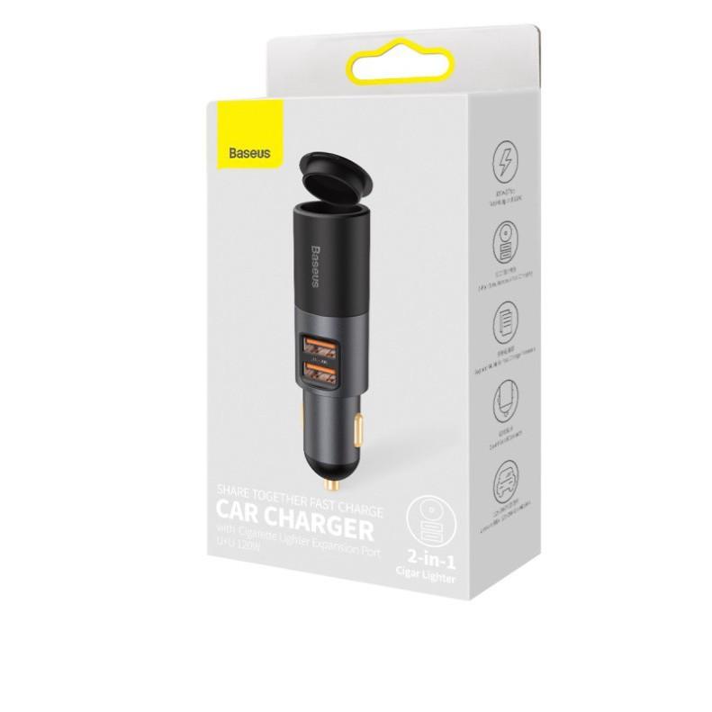 Tẩu sạc nhanh mở rộng 120W Baseus Share Together Fast Charge dùng cho xe hơi - Hàng Chính Hãng