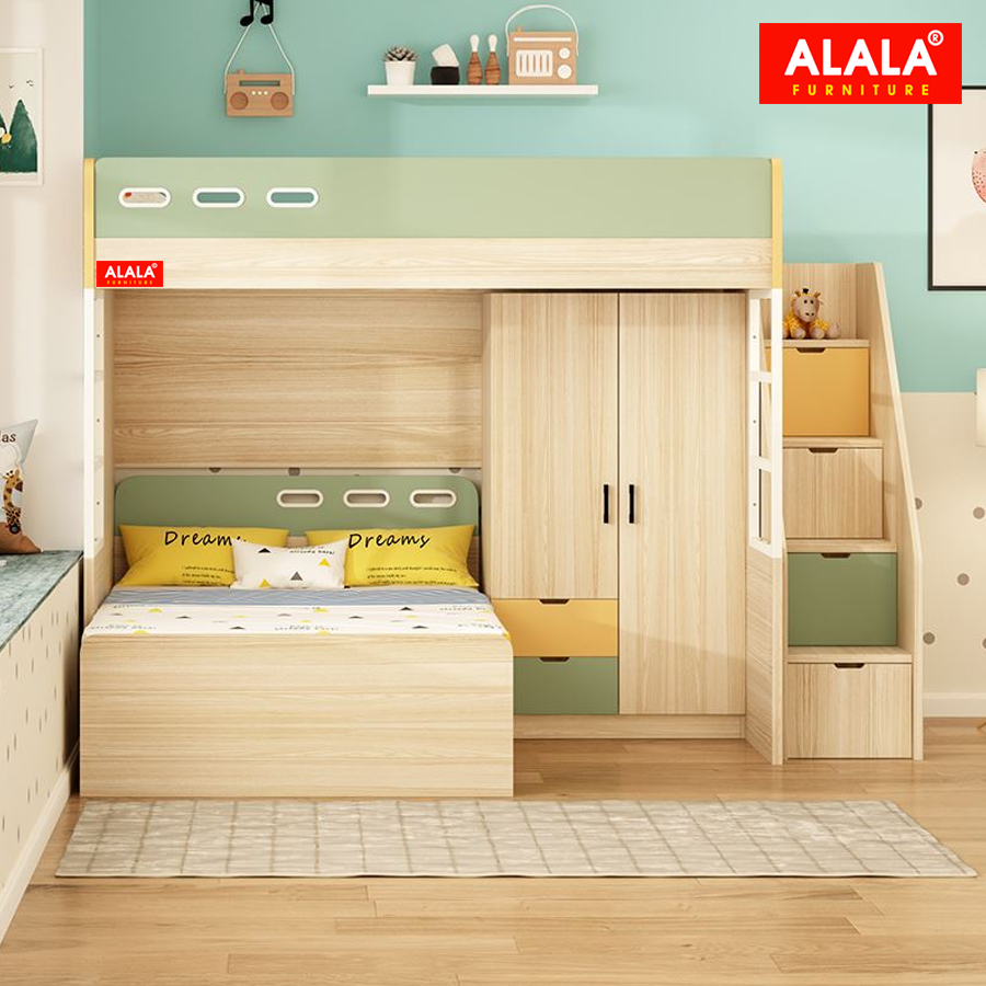 Giường tầng cho Bé ALALA/ Miễn phí vận chuyển và lắp đặt/ Đổi trả 30 ngày/ Sản phẩm được bảo hành 5 năm từ thương hiệu ALALA/ Chịu lực 700kg