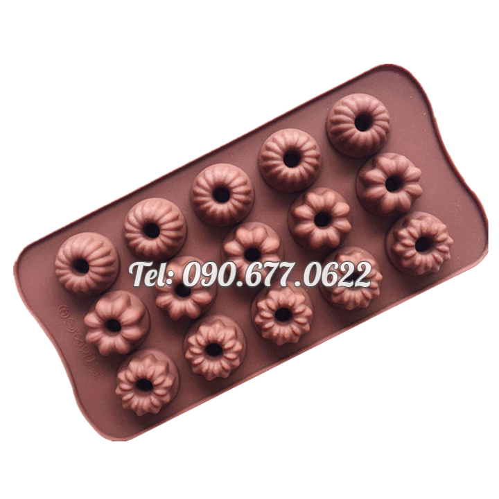 Khuôn silicone làm rau câu, socola 15 loại hoa – Mã số 1477
