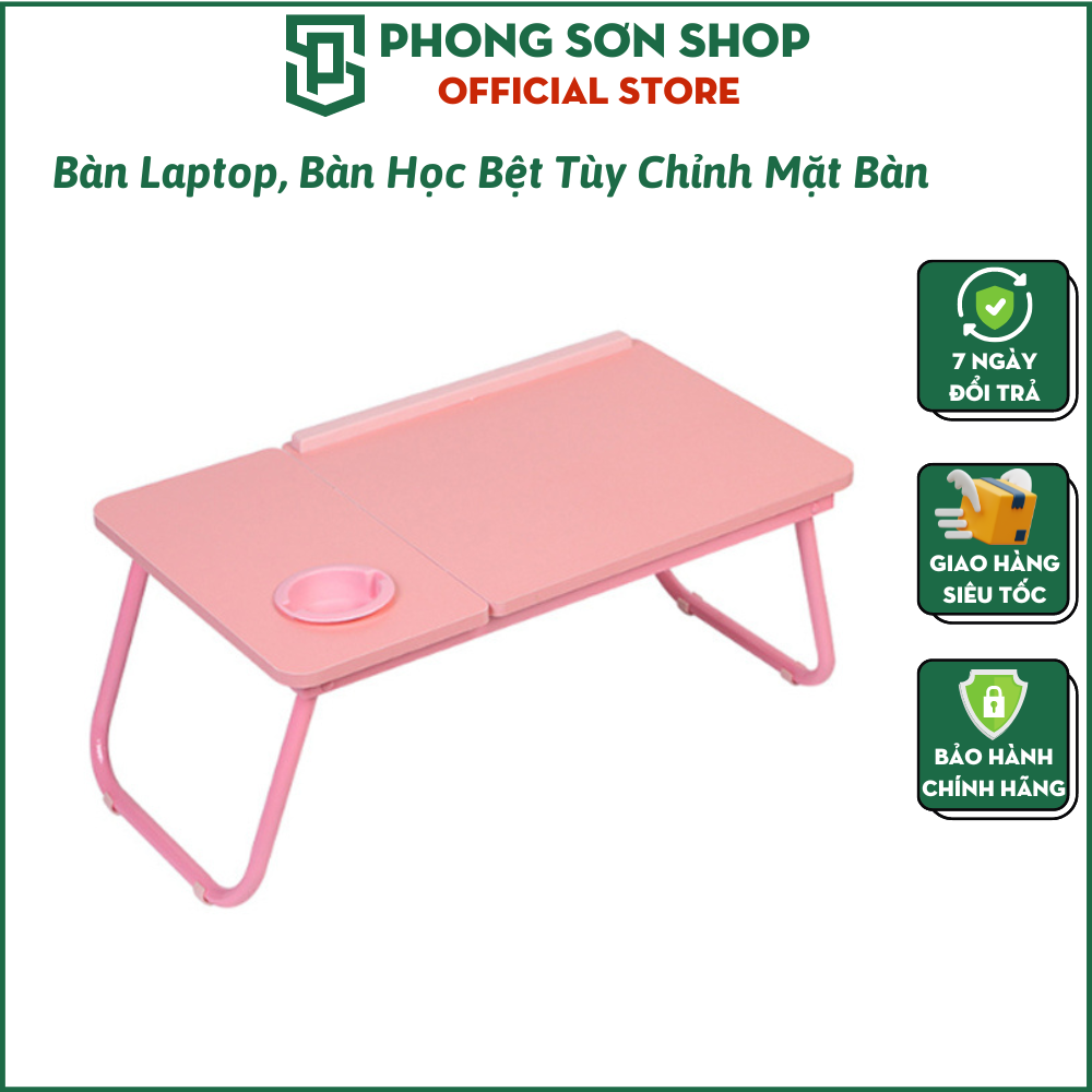 Bàn học và làm việc bệt, bàn xếp laptop đa năng BK2005 tùy chỉnh góc nghiêng, khung hợp kim chắc chắn, có khay để cốc tiện dụng - Hàng chính hãng