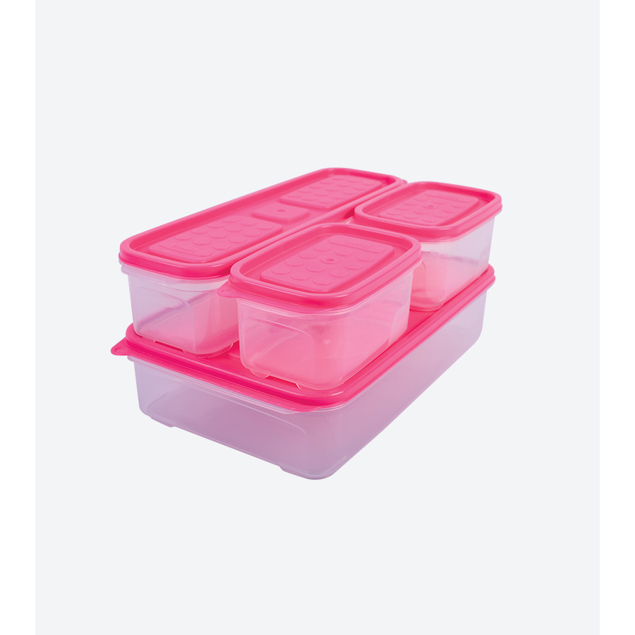 Combo 4  hộp nhựa đựng thực phẩm set 04 - Màu Hồng