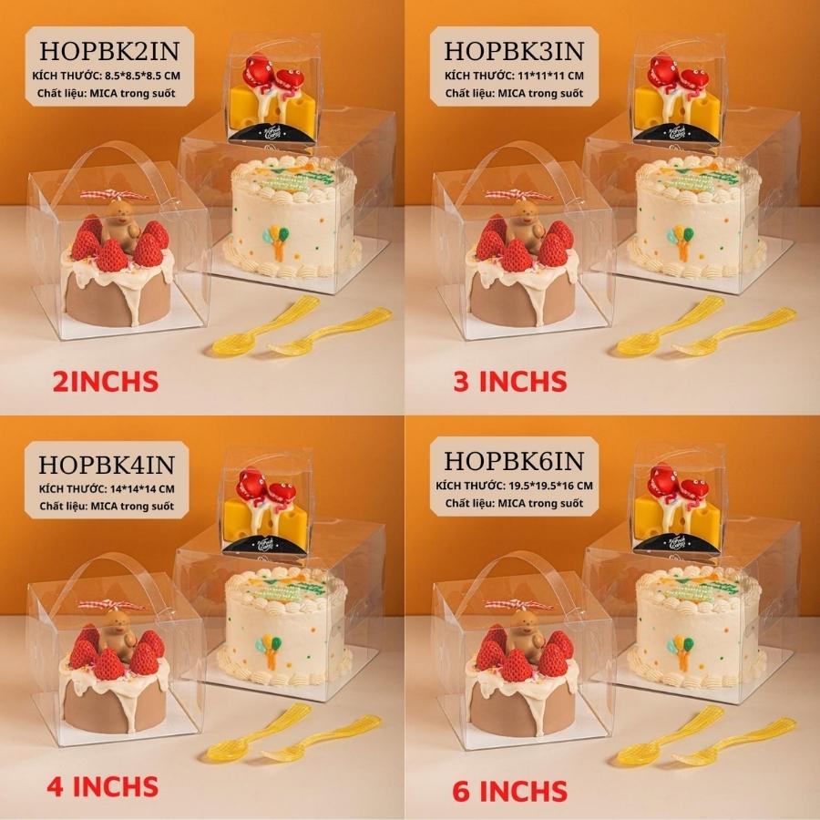 Hộp Đựng Bánh Mousse Gato Kem Sinh Nhật Mica Trong Suốt Đáy Hình Vuông 8,5X8,5 CM Phụ kiện Trang Trí - HOPBK2IN