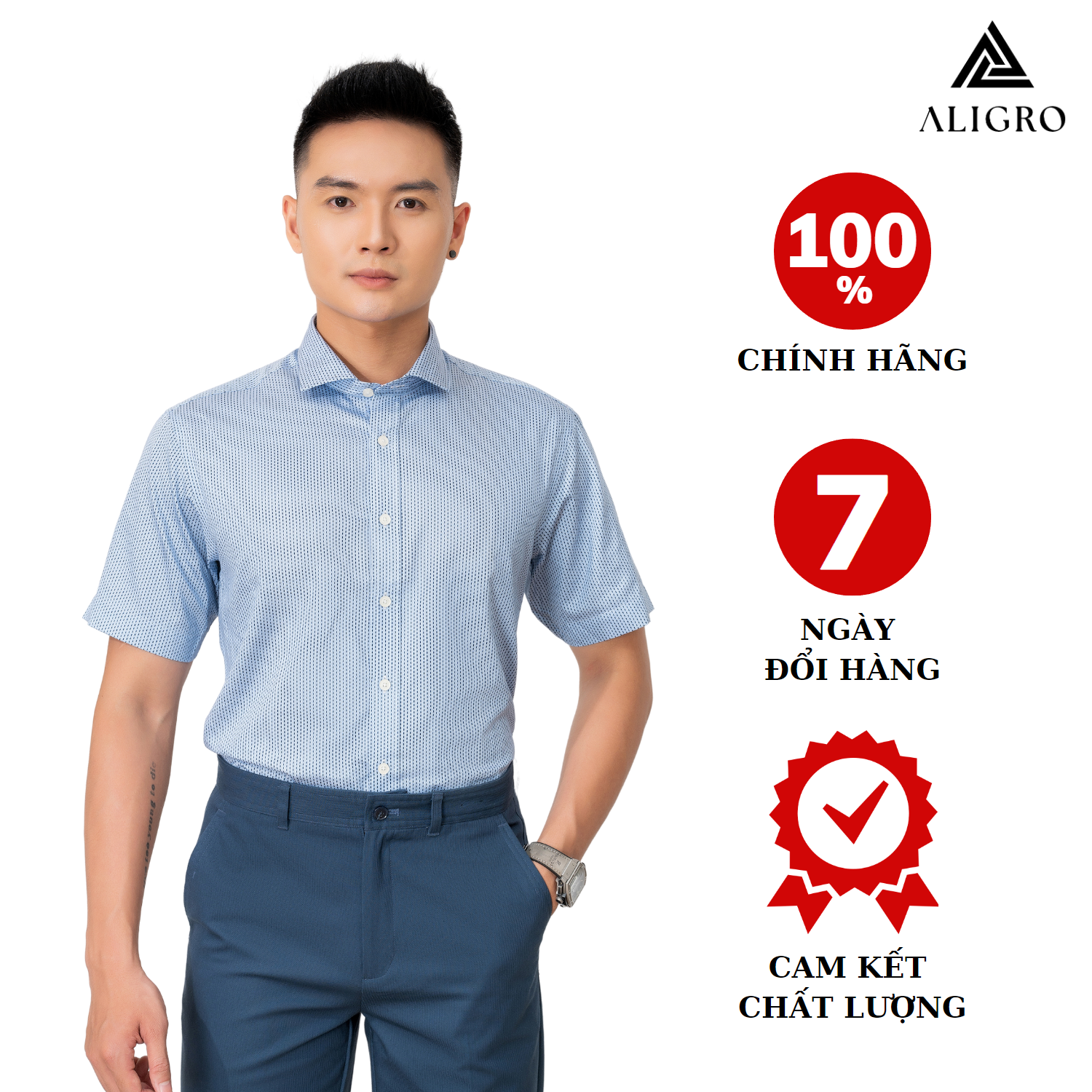 Áo sơ mi cộc tay nam Aligro ALGS-C85