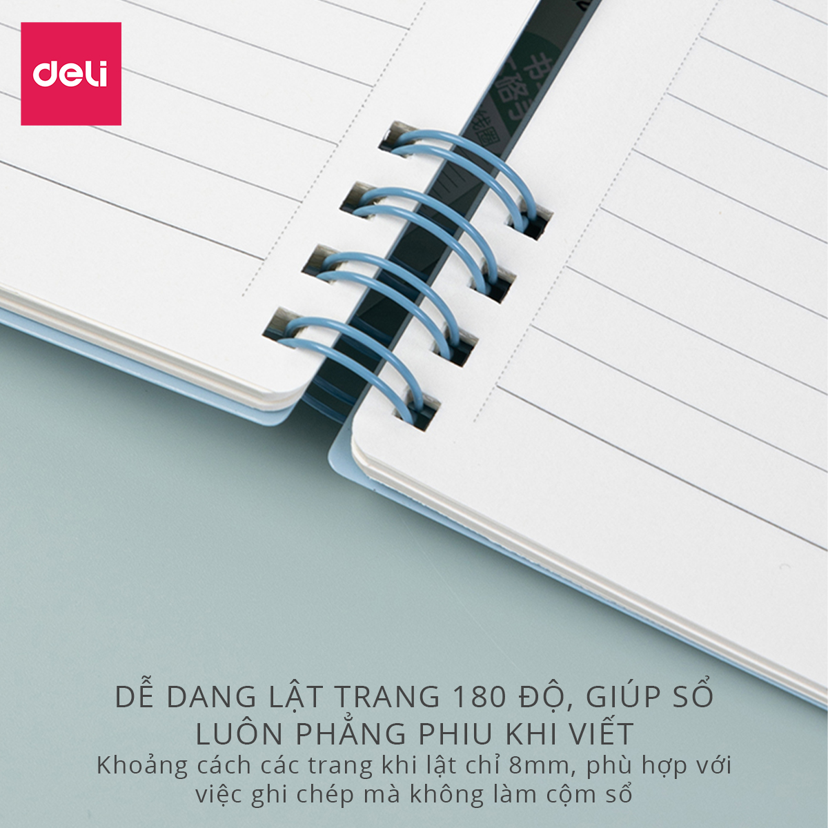 Sổ tay ghi chép lò xo màu pastel Deli - Giấy kẻ ngang 80 trang khổ A5 / B5 - Phù hợp làm sổ kế hoạch, sổ nhật kí, tập vở ghi chép - 24202 / 24203