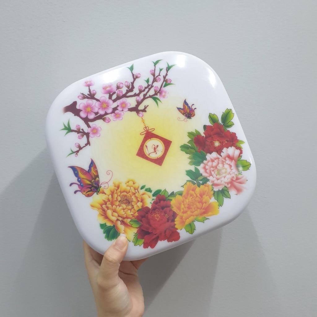 Hộp mứt TẾT nhựa melamine xinh xắn kiểu lục giác, vuông, mứt xoay