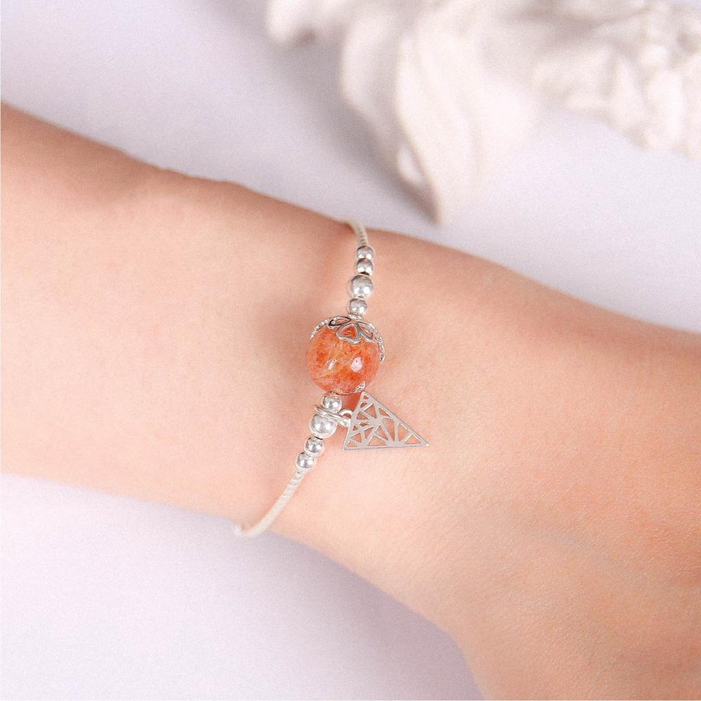 Vòng charm bạc mix đá phong thủy thiên nhiên TUDO260 có kiểm định - Vòng tay nữ cao cấp