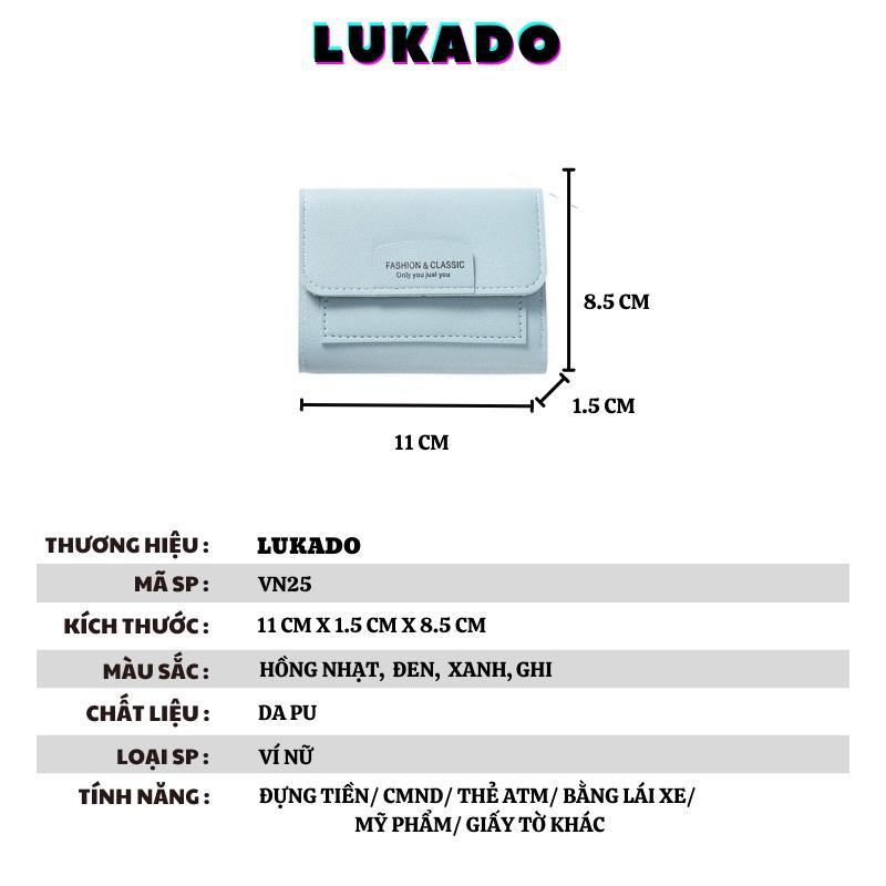 Ví nữ nhỏ gọn mini dễ thương bỏ túi giá rẻ nhiều ngăn thời trang Hàn Quốc đẹp LUKADO VN25