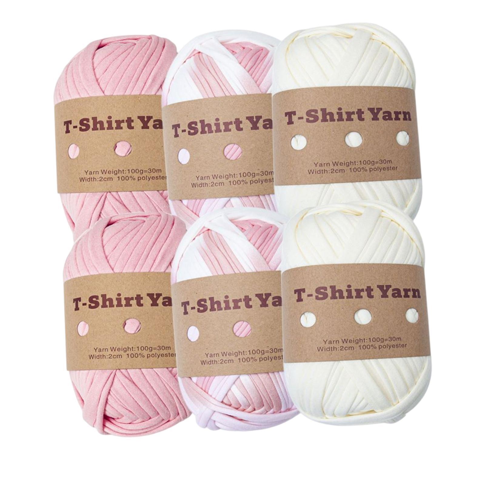 6x Knitting Yarn Fabric Cloth Spaghetti Yarn Polyester Hand Knit Crocheting 32. T-shirt Yarn Carpet Yarn for Handbag Macrame DIY Hats