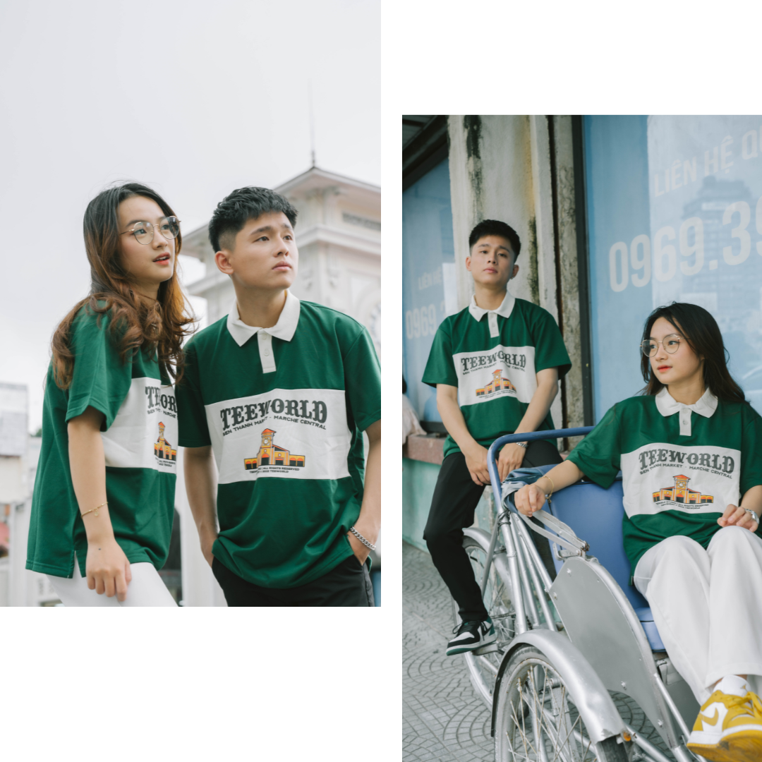 Áo Polo Teeworld Bến Thành Market Unisex Nam Nữ Form Rộng