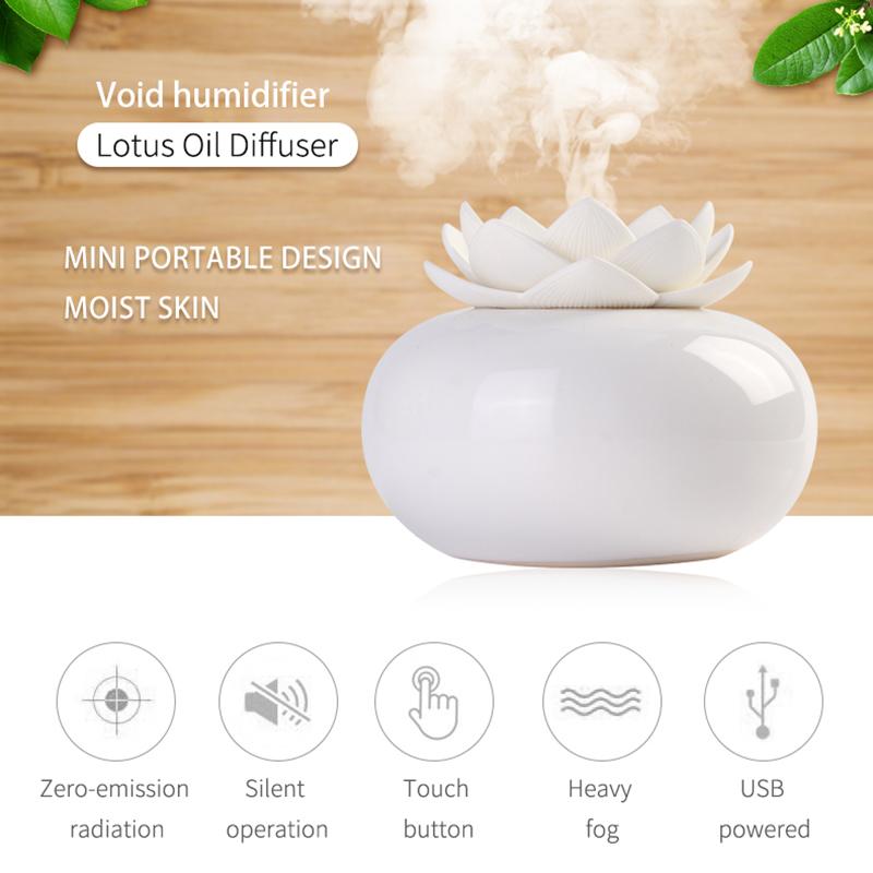 Gốm Sứ Ẩm Cho Phòng Ngủ Văn Phòng, Dễ Thương Sen Cá Nhân Thoáng Mát Sương Máy Tạo Ẩm, Phun Sương USB Nhỏ Tự Động Đóng Ngắt Máy Tính Để Bàn Mini Vaporizers