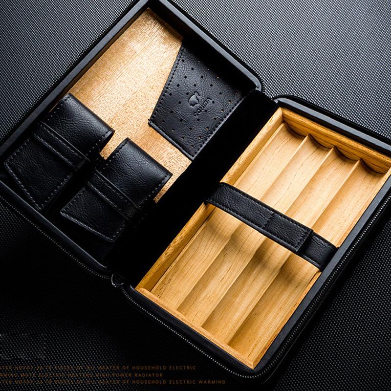 Hộp đựng - Bao da Cigar  Cohiba 4 điếu kèm bật lửa và dao cắt XJ-T116