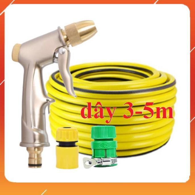 Bộ dây vòi xịt bơm nước tưới rửa đa năng, tăng áp 3 lần, loại 3m, 5m 206701-1Qđầu đồng, cút, nối PE, d.vàng